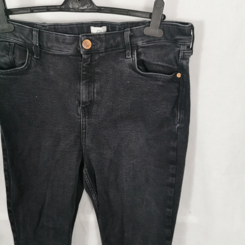 RIVER ISLAND Black Skinny Jeans Size 18 Short Petite Frayed Hem - Picture 4 of 8